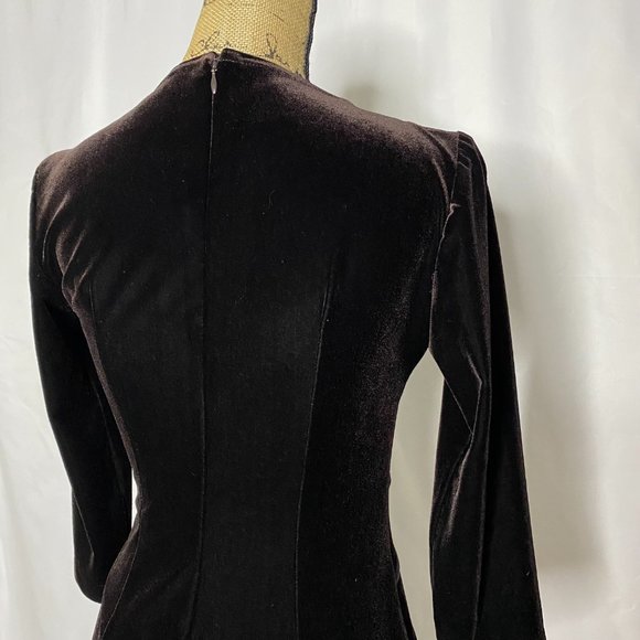 Tadashi Shoji Brown Velvet Midi Dress - Picture 6 of 11